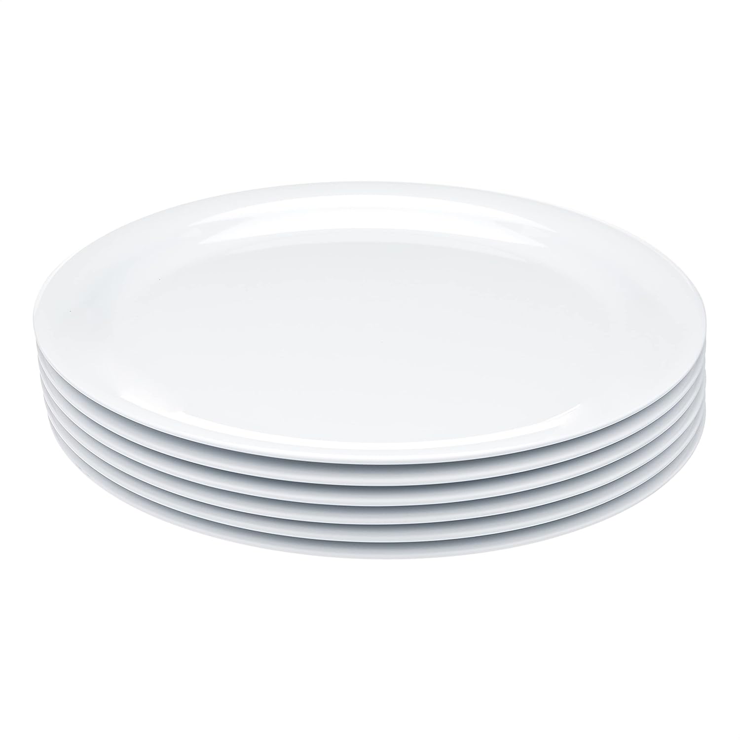 White Melamine Plastic Plates, Dishwasher Safe, 6-Piece Set, 9-inch