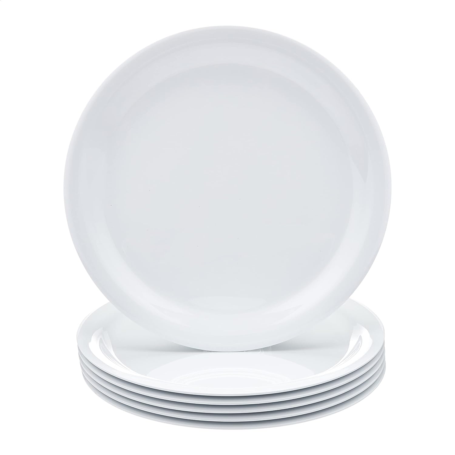 White Melamine Plastic Plates, Dishwasher Safe, 6-Piece Set, 9-inch