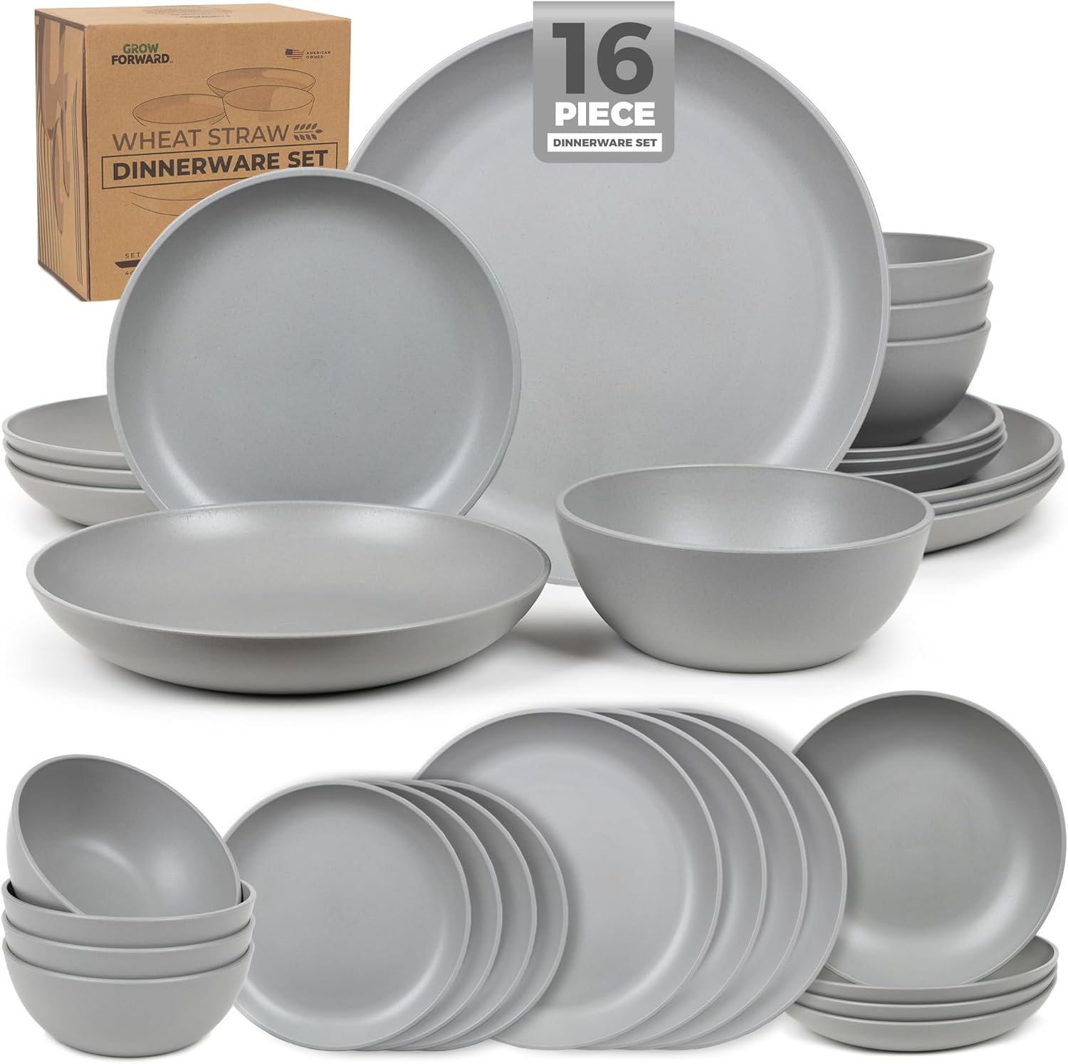 Feather 16-Piece Wheat Straw Dinnerware Set for 4